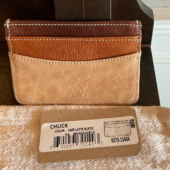 NWT Bed Stu Leather Chuck Card Wallet Cafe Latte Retail $65 - Picture 2 of 9